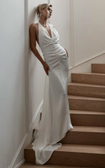 Frankie Maxi Dress - Satin Bias Cut Dress in Ivory